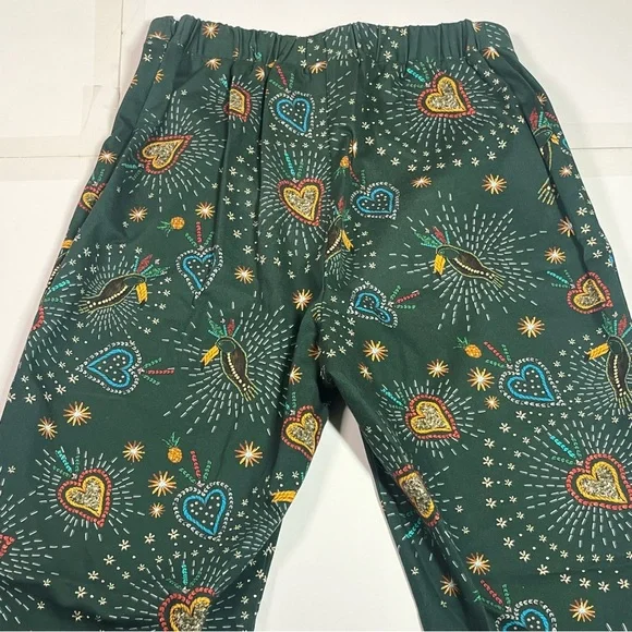 FARM Rio Anthropologie Womens Small Fernanda Flared Pants Cotton Star Bird Print